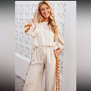 2 piece wide leg pant set